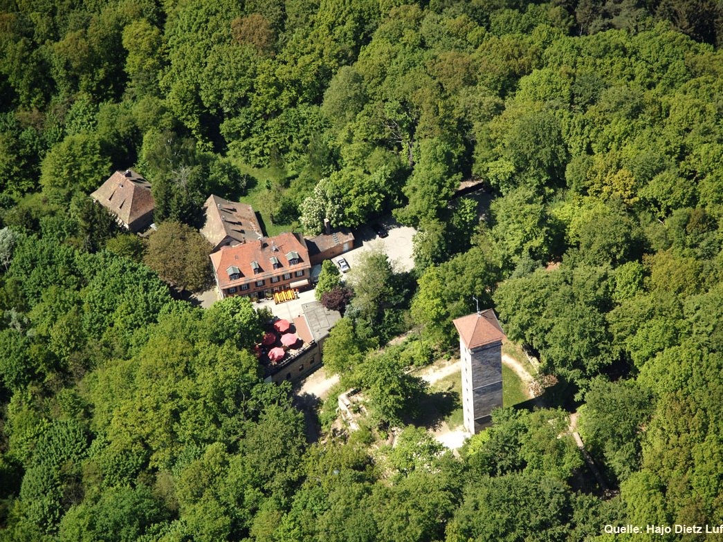 Luftbildaufnahme von der Alten Veste im Zirndorfer Stadtwald
